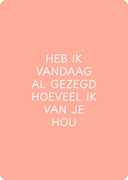 Heb ik vandaag al gezegd hoeveel ik van je hou - schrijfkaartje